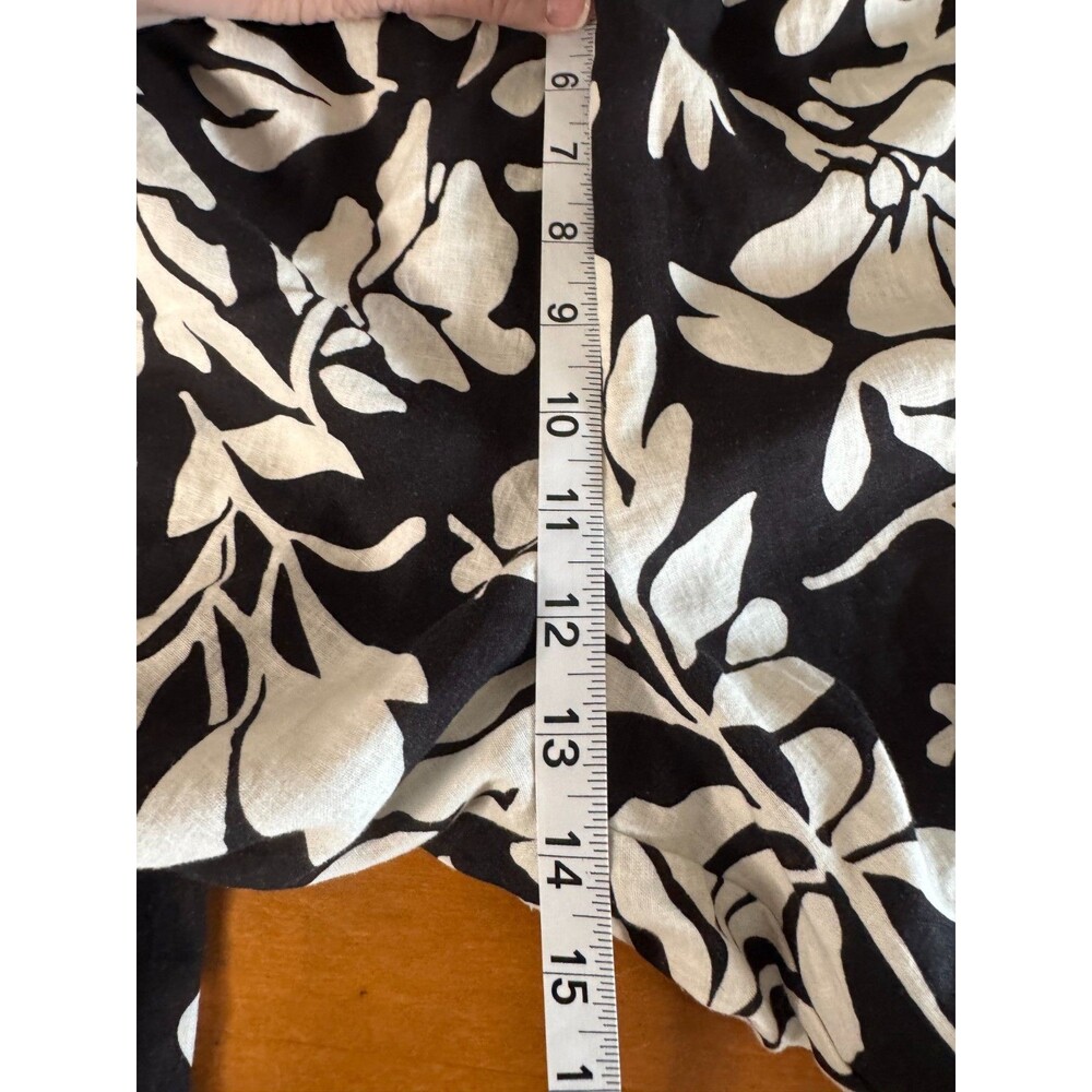 Christian Siriano New York 1X Black White Tropical Wide Leg Linen Pants Resort - Picture 13 of 16